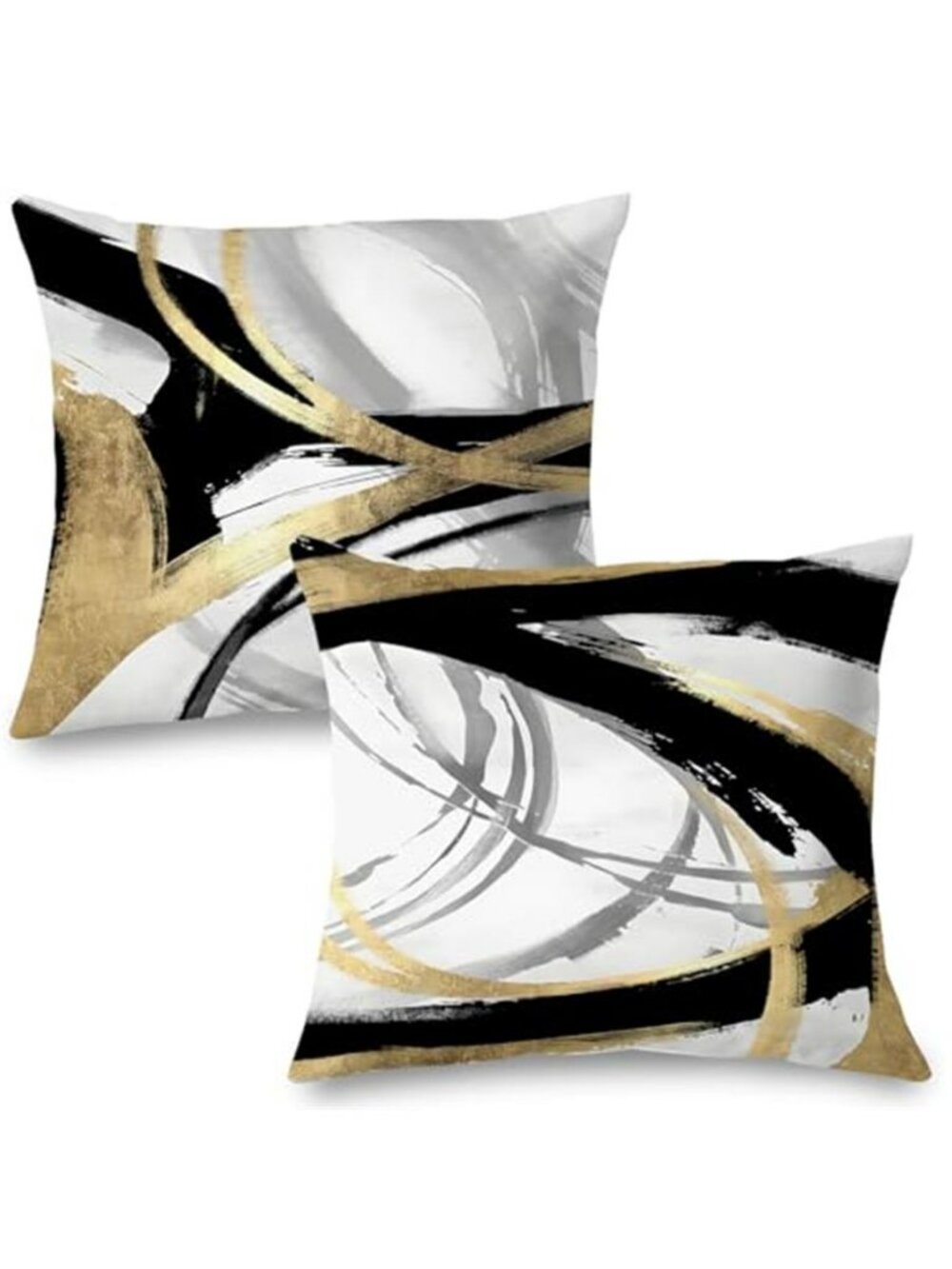 Black White and Gold Pillow Covers, Abstract Black and Gold Pillow Covers 18x18